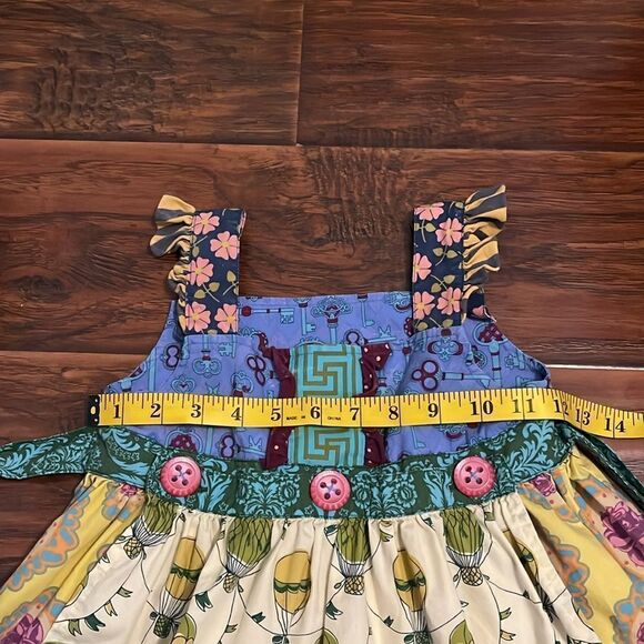 Matilda Jane Paint By Numbers Multi Print Apron Hot Air Balloon Floral Dress - Picture 3 of 9